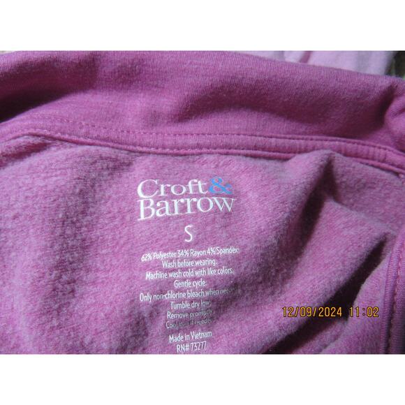 Croft & Barrow Pink Collared Sweatshirt w/Large Buttons- S - Picture 4 of 4